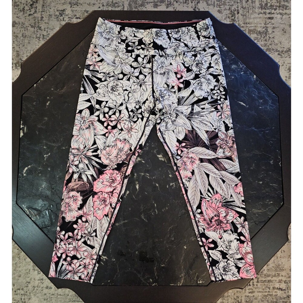 Calvin Klein Performance Wick Floral Capri Leggings XXL Athletic Workout Pants